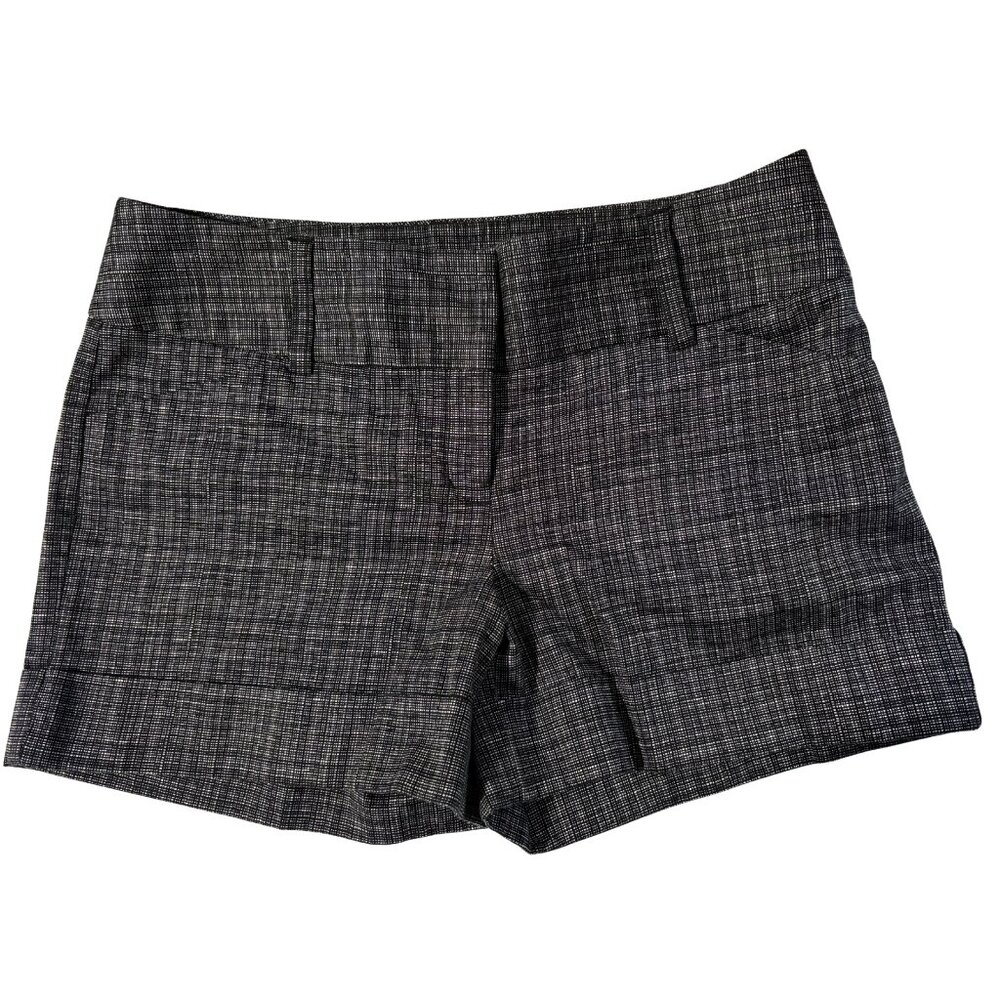 Black White Textured Tailored Dress Shorts Cotton Stretch Career Office 10